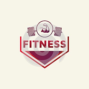 Word fitness logo design with dumbbell icon. new best health and physical fitness company vector logo design