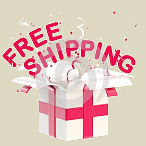 Word free shipping inside a gift box