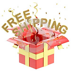 Word free shipping inside a gift box