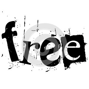 The word free written in grunge cutout style