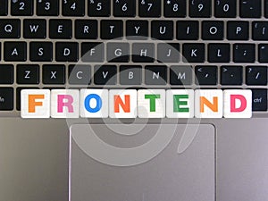 Word Frontend on keyboard background photo