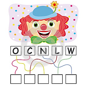 Word game with clown photo