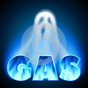 word gas with blue flame ghost disappearance photo