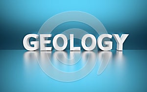 Word Geology on blue background