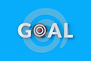 Word goal and bullseyes. Concept of achieving sports goals