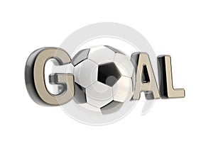 Word goal with the football soccer ball