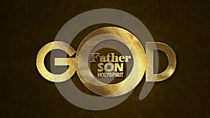 The word GOD concept written in gold texture