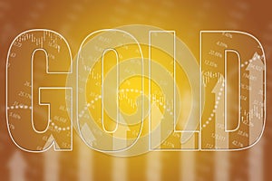 Word Gold on yellow soft focus finance background