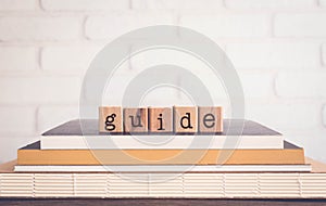 The word GUIDE and blank space background, vintage