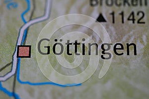 The word GÃâTTINGEN on the map