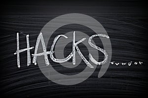 The word Hacks on a Blackboard