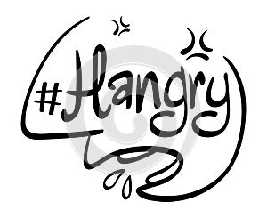 Word hangry with human face
