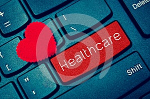 Word Healthcare on keyboard.