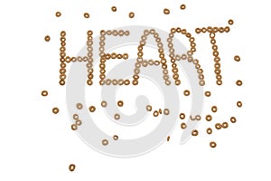 The word heart spelled out in cheerios