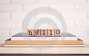 The word HELLO and blank space background, vintage