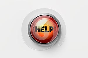 The word help on a push button isolated on white background