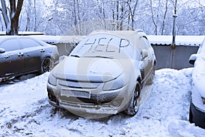 Word help on snow covered car