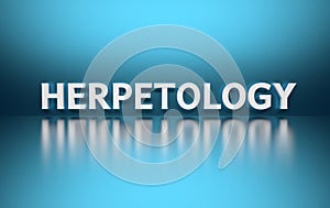 Word Herpetology on blue background