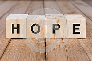 Word Hope on wooden blocks