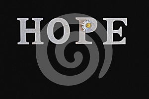 The word Hope in wooden letters