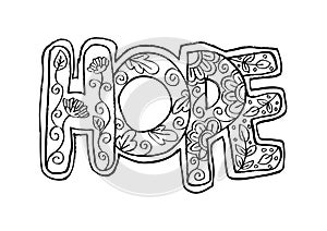 Word hope zentangle stylized