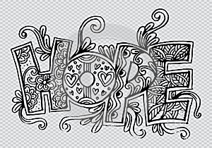 Word hope zentangle stylized