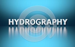 Word Hydrography on blue background