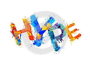 Word hype. Vector splash paint letters