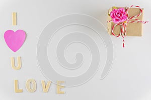 Word `I love You` and `love` on white background with space for text, Love icon, valentine`s day