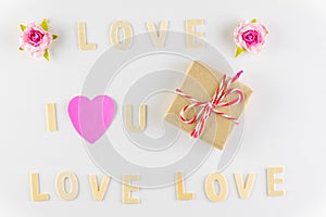 Word `I love You` and `love` on white background with space for text, Love icon, valentine`s day