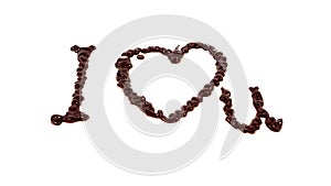 The word I love you written by chocolate