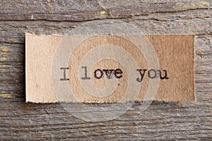 The word "I love you" written in vintage type