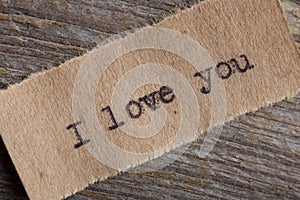 The word "I love you" written in vintage type