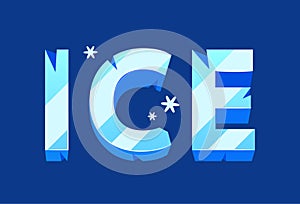 Word Ice Crafted In Frozen Elegance, Its Crystalline Letters Glisten With An Icy Sheen, Epitomizing The Cold