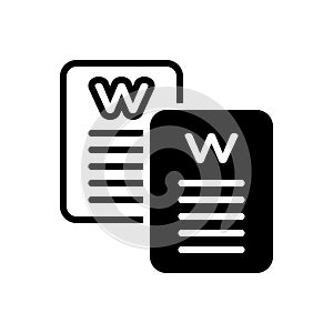 Black solid icon for Word, script and words