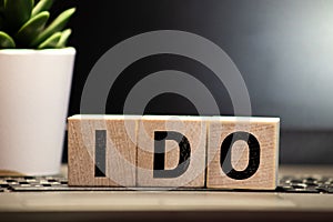 word Ido language printed on white paper macro.
