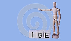 word IgE on wooden blocks. medical concept . the medicine photo