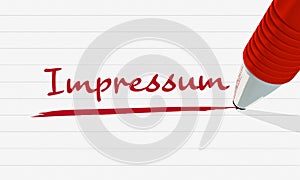 The word "Impressum" in german red underlined