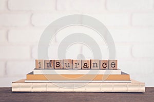 The word INSURANCE letters and copy space background, vintage