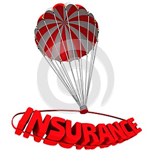 The word insurance on a parachute