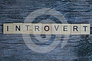 Word introvert of brown wooden letters