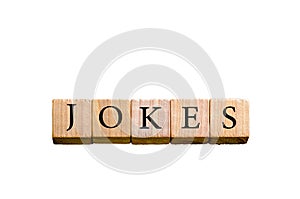 Word JOKES isolated on white background with copy space photo