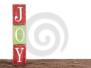 The word joy spelled out on blocks