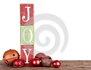 The word joy spelled out on blocks