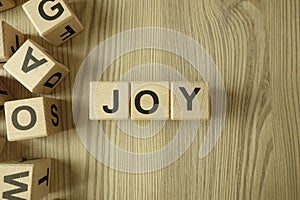 Word joy from wooden blocks