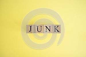 The word junk made of wooden cubes