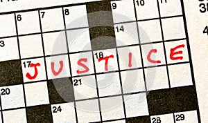 The Word Justice on Crossword Puzzle