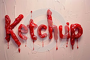 The word 'Ketchup' is cleverly crafted in its own savory sauce