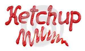 The word ketchup written with ketchup