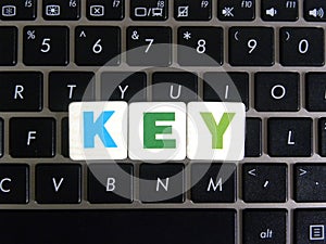 Word Key on keyboard background